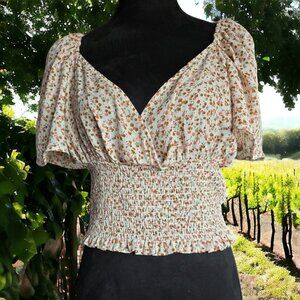 Atap (All Things are Possible) Floral peasant cropped blouse Size LARGE …